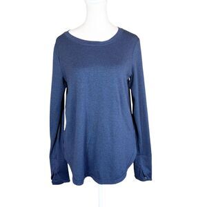 Athleta Athleisure Stretch Blue Heather Long Sleeve T-Shirt Top S